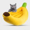 Banana Pet House with Removable Washable Cushion Soft Plush Cat Bed for All Seasons Semi-Enveloping Pet Bed for Cats