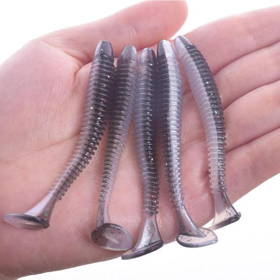 10/30/50Pcs Fishing Lures Soft Baits with T-Tail Vibrant Color Tear-Resistant Reusable Flexible Soft Artificial Lures Fake Baits