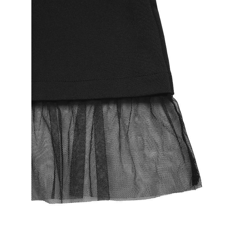 Moda donna primavera autunno tinta unita stampa manica lunga colletto quadrato vita alta abiti casual