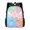 Cute Cartoon Unicorn Backpack Kids School Use - Large Capacity Waterproof Print Design Unisex 17 Inch