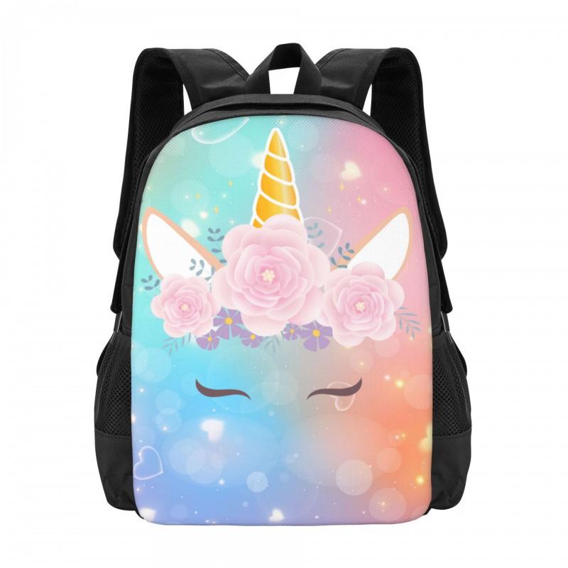 Cute Cartoon Unicorn Backpack Kids School Use - Large Capacity Waterproof Print Design Unisex 17 Inch