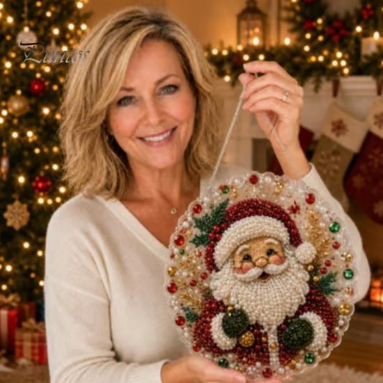 Handgemaakte Feestelijke Huisdecoratie Kerst Kunst met Nep Parels Hangend Ornament Kit, DIY 3D Kralen Sprankelende Acryl Edelsteen Kunst Ambacht, Bord voor Raam, Deur,