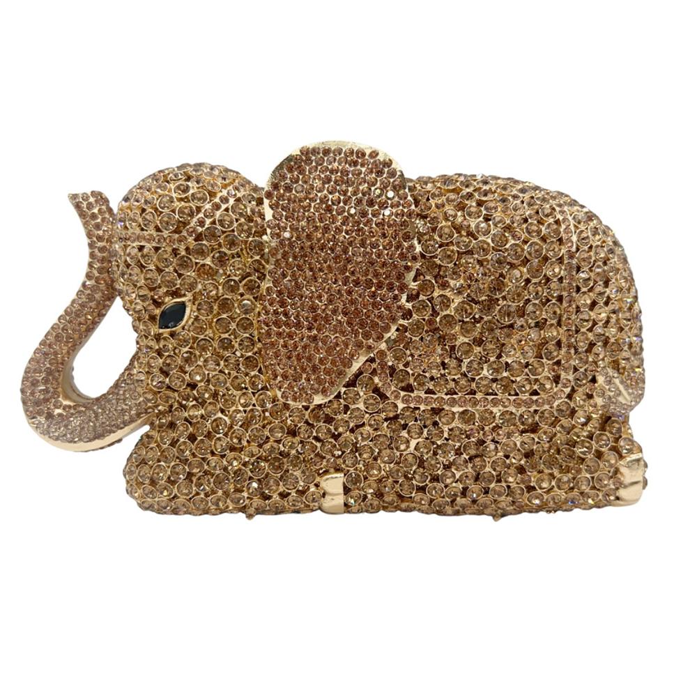 Elephant Style Evening Purse Clutches Pink/Yellow Rhinestone Crystal Women Wedding Bridal Handbags Girls Rhinestone Purses