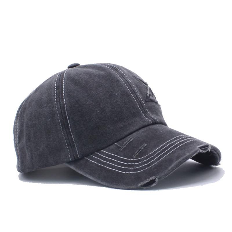 European and American Tide Pure Cotton Washed Ponytail Hole Five Pointed Star Baseball Cap Fashion Ponytail Hole Curved Brim Cap