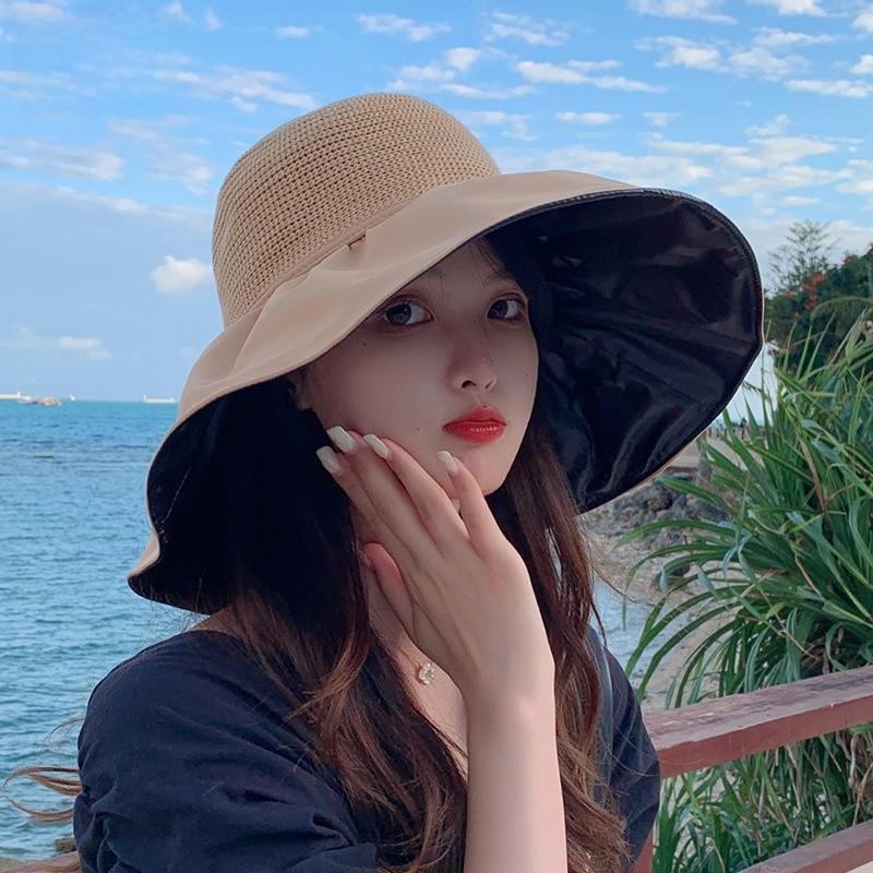 Black Vinyl Fisherman Hat With Wide Brim For Sun Protection Outdoor Summer Fashion Ladies