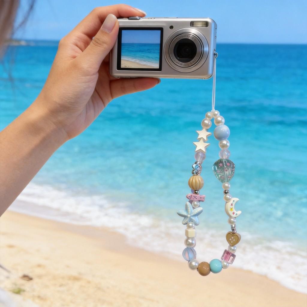 Summer Mint Dot Shell Moon Phone Lanyard With Pvc Cord For Men Women