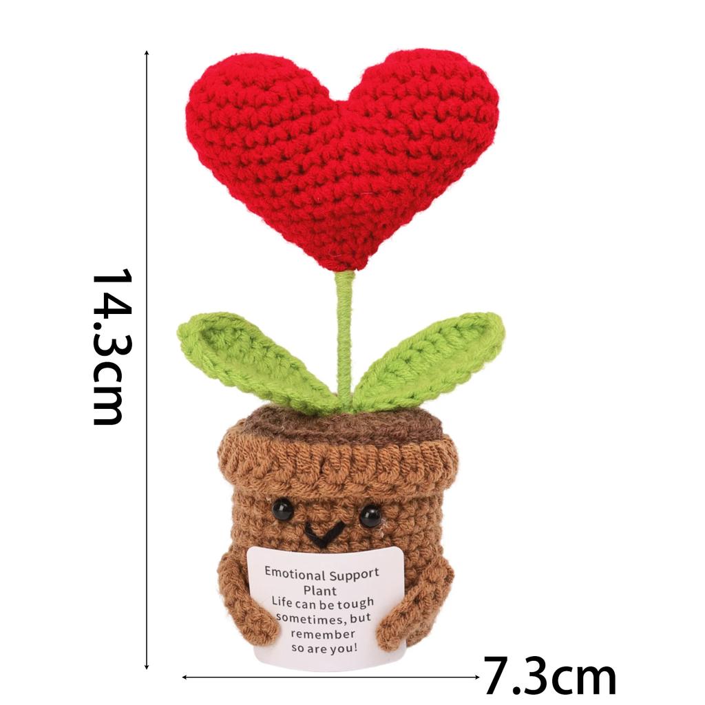 Positive Energy Heart Sunflower Handmade Knitted Emotional Support Crochet Doll Hug Pocket With Positive Card Decoration Gifts