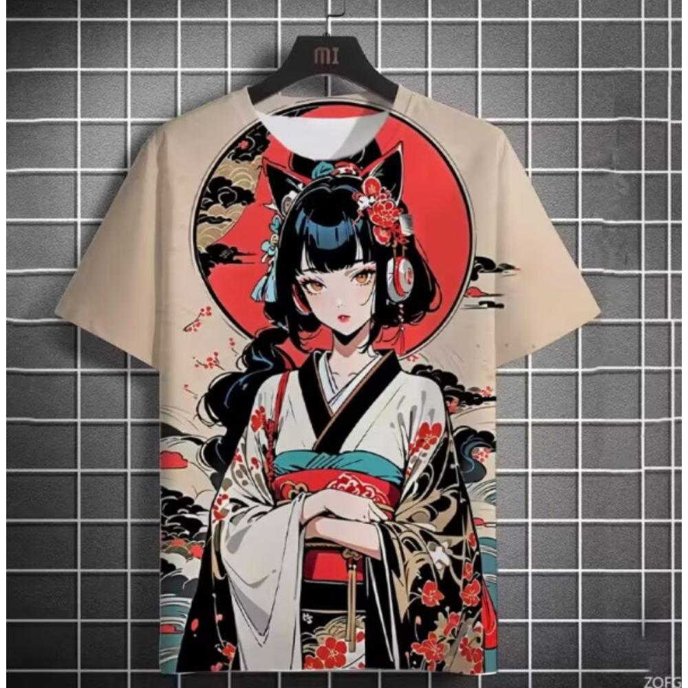 Japanese Geisha 3D Print T-Shirts Summer Men Women Casual Short Sleeve T Shirt Harajuku Tops Streetwear Tees Men's Clothing