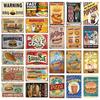 Tin Sign Hamburgers Fries HotDogs FastFood Retro Vintage Plaque Metal Plate Metal Poster Pizza BBQ For Kitchen Wall Decor
