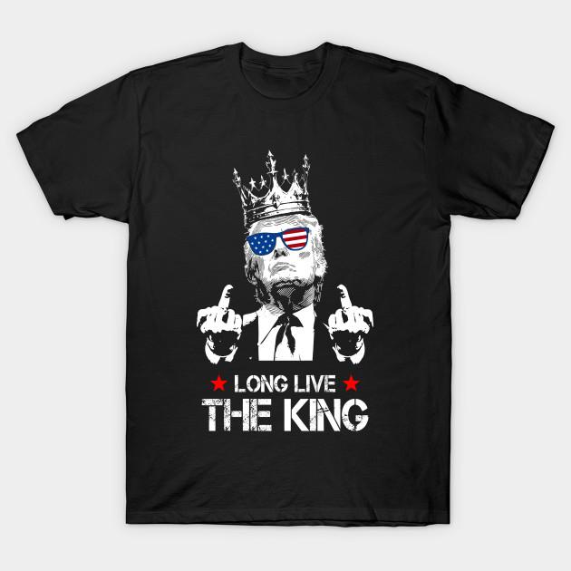 Men Black Print T-shirt Trump Long Live The King Vintage Style 2025 No-Cut Transfer Paper Print Cotton Tshirt 2XL чёрный