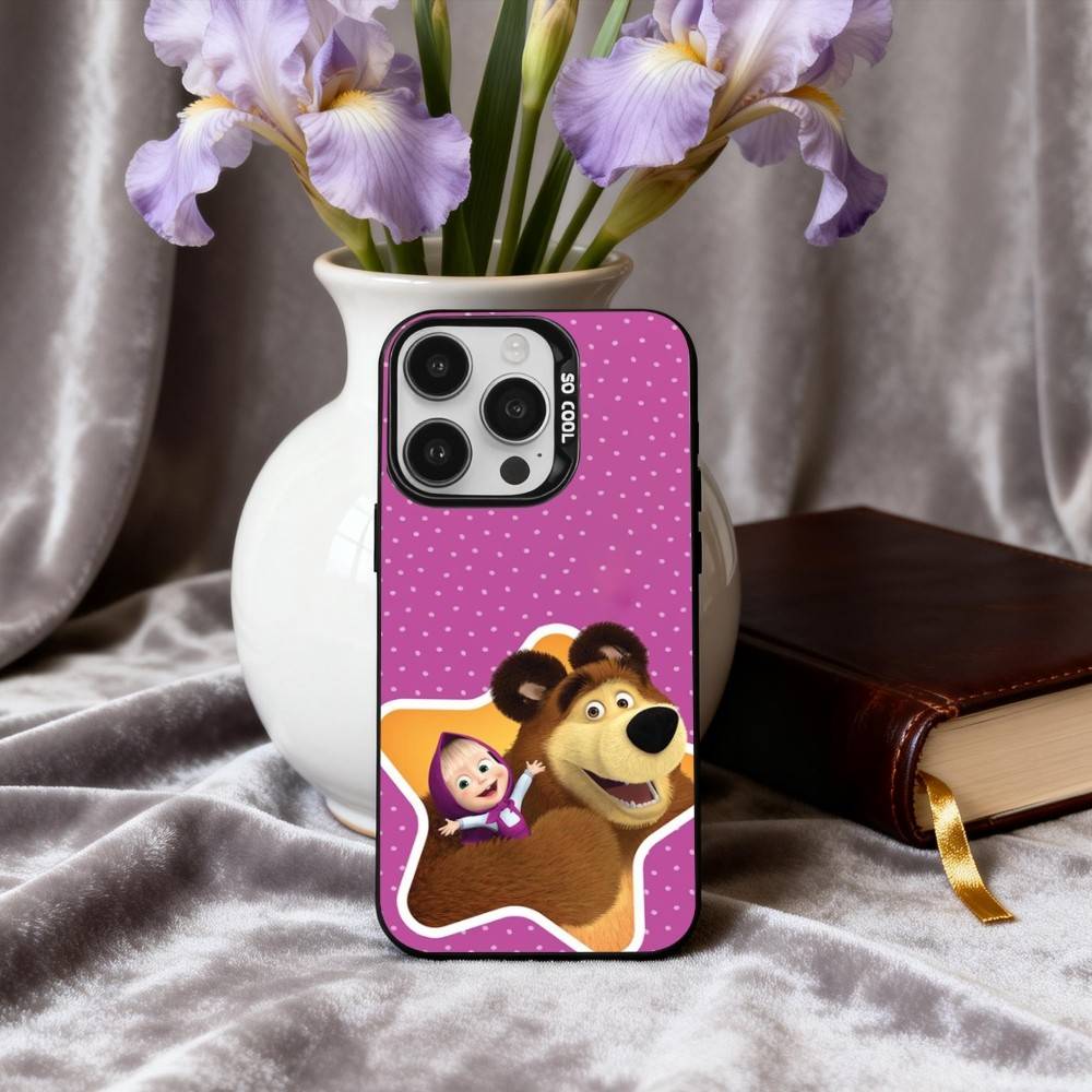 

Cute M-Masha and the B-Bears Phone Case For iPhone17,16,15,14,13,12,11 Plus,Pro Max Black Candy silver phone case iPhone14Pro