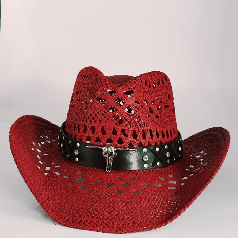 new Men Cowboy Straw hat women Fashion Large Brim straw hat with belt Party Outdoor summer cowgirl beach Sun Hat sombrero vaquer