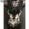 VEZFAA Women's Fashion Casual Summer Spring Sleeveless V-Neck Blouses & Shirts