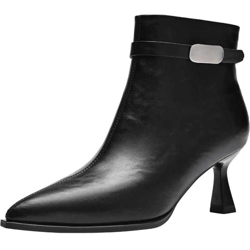 ZHR Women s Pointed Toe High Heel Fleece Lined Ankle Boots 36