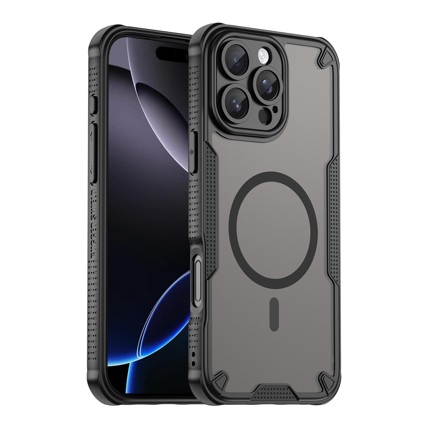 

For iPhone 16 Pro Max Magnetic Case Compatible with MagSafe TPU+PC Phone Back Cover Black