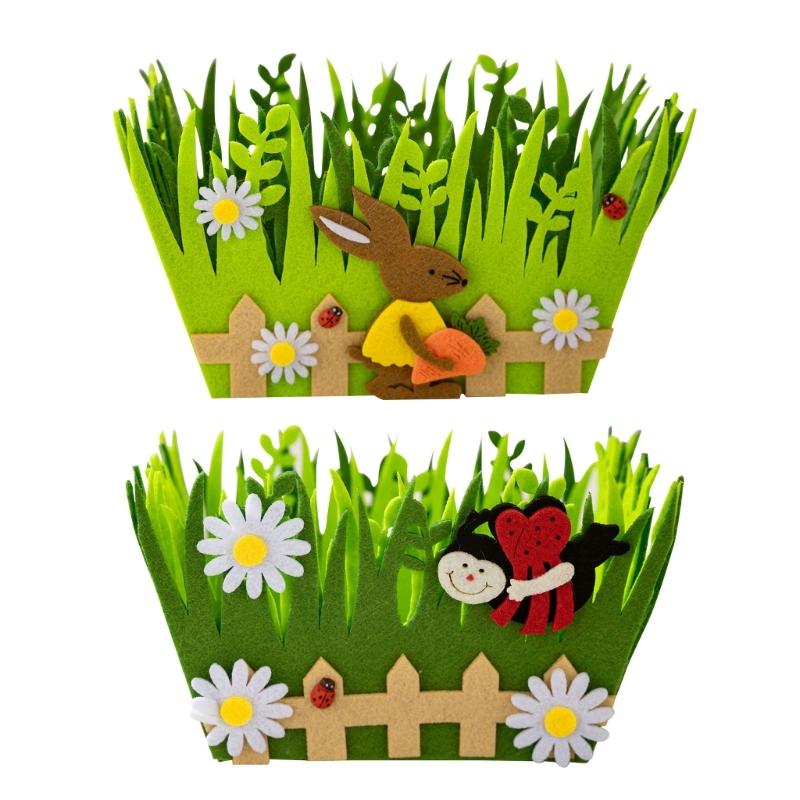 User Friendly Green Rabbit Basket Easters Celebration Decors for Easters Festivities Perfect for Kids and Family Gatherings