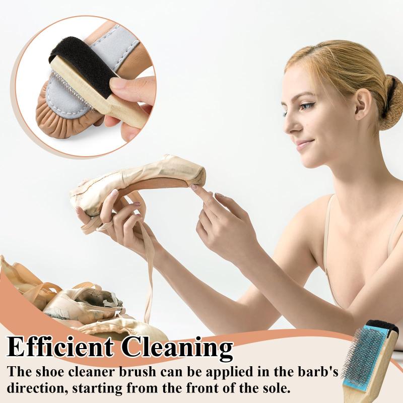1Pcs Wooden Suede Sole Wire Shoe Brush with Protector Cover, Stainless Steel Brush Head Dance Shoes Cleaning Durable Tool