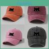 Small Black Cat Print Cotton Baseball Cap With Sun Protection For Casual Outdoor Activities