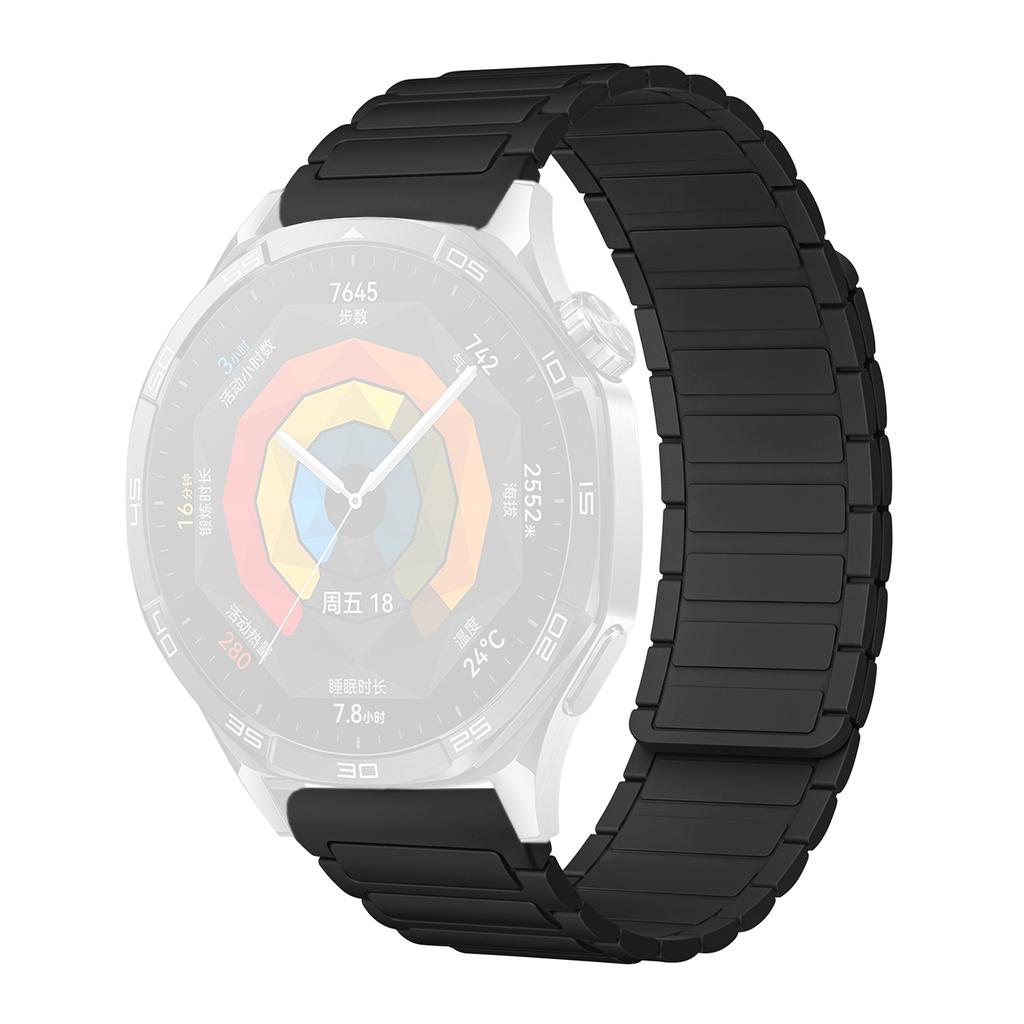 22mm Uhrenarmband für Huawei Watch GT 5 Pro/GT 5/GT 4/GT 3/GT 2 46mm 3-reihiges magnetisches Silikonarmband