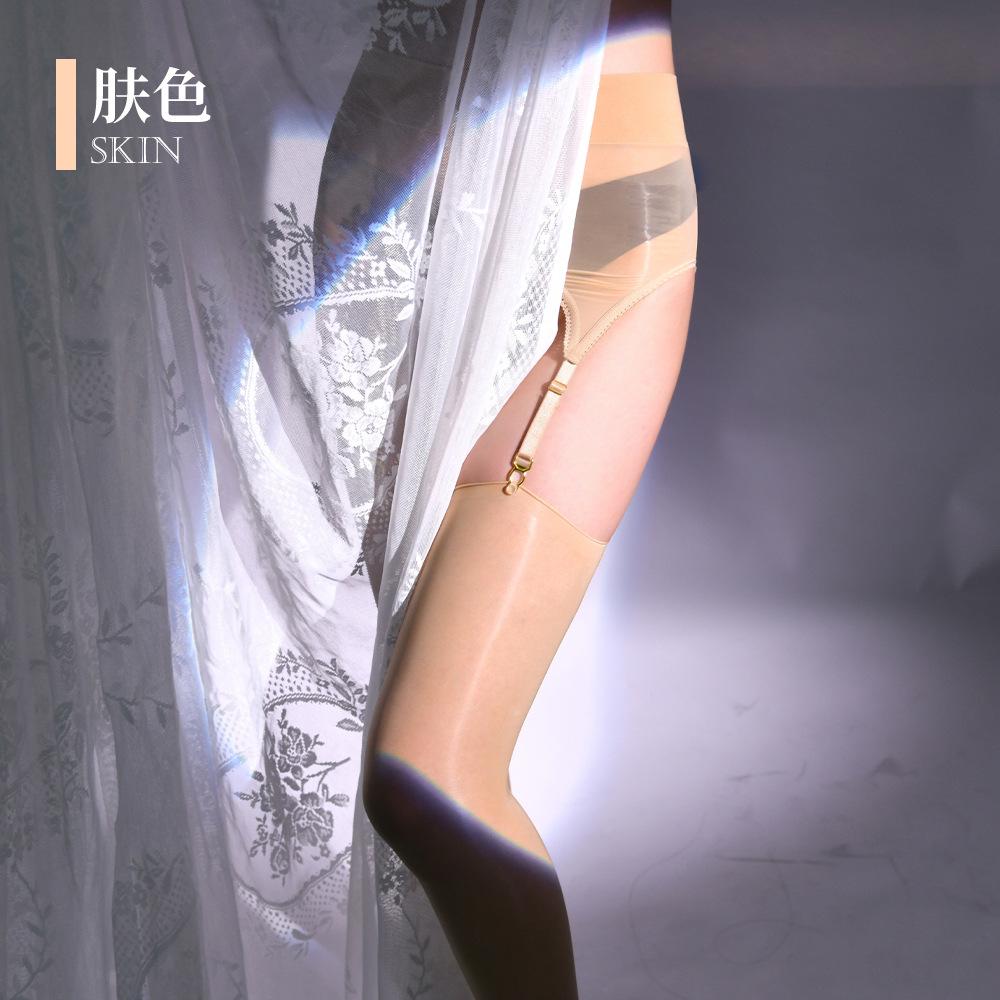 Strappy Stockings Horse Oil Sexy Shiny Detachable High Tube Erotic Open Crotch Plus Size Black Stockings