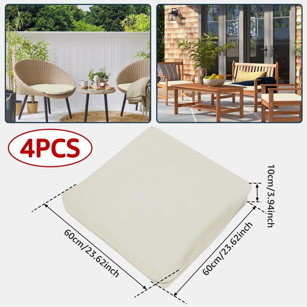 4 szt. Pokrowce na siedziska krzeseł tarasowych 60x60x10cm Zewnętrzne pokrowce na poduszki z zamkiem Błyskawicznym Pyłoszczelne Wodoodporne Pokrowce na poduszki siedzisk tarasowych