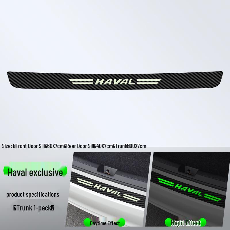 Compatible Door Sill Trim and Protective Anti-Stepping Stickers for Haval H6, M6, H9, Big Dog, First Love, and F7 - Glow-in-the-Dark Option Available.