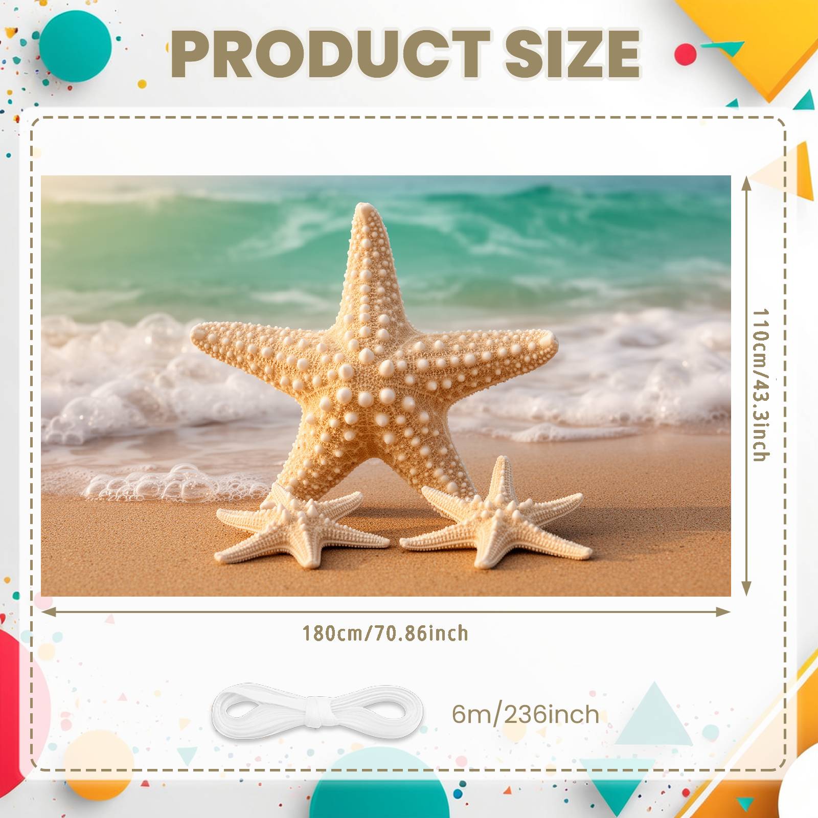 

Ocean Scene Background Textured Surface Beach Theme Backdrop Coastal Beach Banner Starfish Pattern Summer Seaside Banner