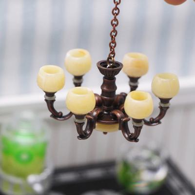 Mini lampă de tavan pentru casa de păpuși, model de candelabru în miniatură rafinat, realist, jucărie pentru decorarea casei de păpuși