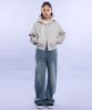 Cream Soda Lab Plain All Season Two-Way Crop Zip-Up Hoodie Gray