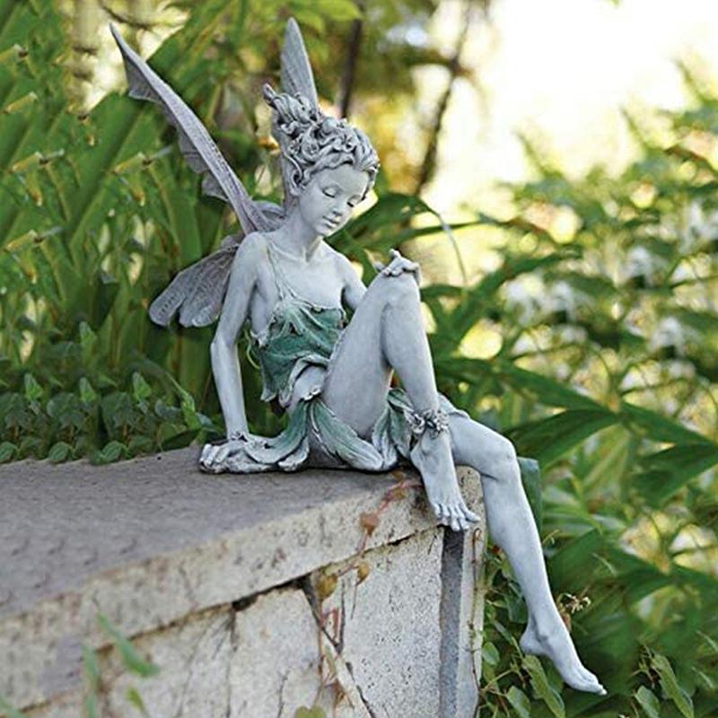 Zittende Tuinierende Hars Fee Beeldje Tuin Ornament Hars Ambacht Tuin Huis Tuin Decoratie Buiten Jardin Fee Beeldje