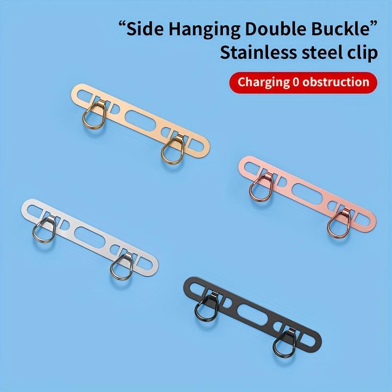 1pc Stainless Steel Phone Lanyard Clip with Double Buckle and Sturdy Connection for Ultra-thin Models, Side Hanging Design To Prevent Loss