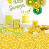 4 Pack Lemon Tablecloth Lemons Summer Party Tablecover Rectangle Table Cover 51 x 86 " Yellow Lemonade Disposable for Lemon Theme Birthday Party