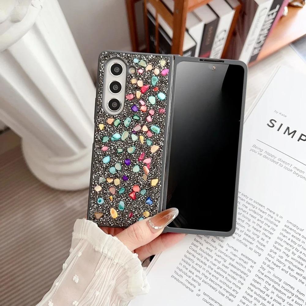 Squisita Custodia per Telefono Antiurto Glitterata con Diamanti Ribaltabile per Samsung Galaxy Z Fold 7 6 5 4 3 Materiale TPU Protettore Copertura Mobile