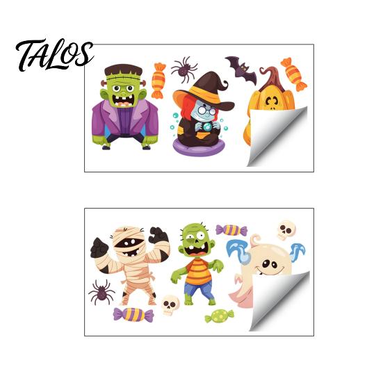 Removable Glass Stickers for Party Halloween Static Window Clings, Cartoon Ghost Pumpkin Witch Monsters Decals, Waterproof Holiday Atmosphere