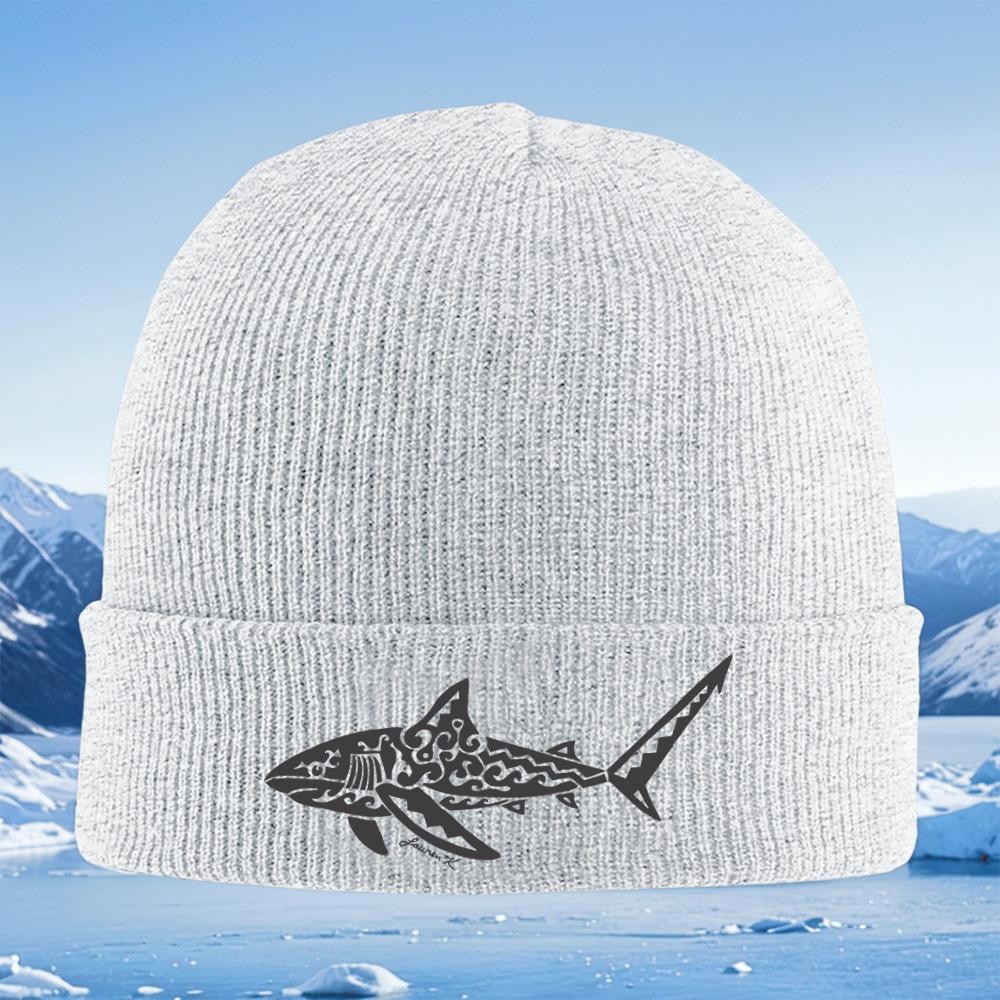 Shark designgeometric patternsfins Men Women Unisex Knitted Hat Beanie Pullover Cap Winter Thermal Warm Christmas Outdoor Cycl