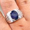 Blue Sapphire Oval Cut Gemstone With 925 Sterling Silver Ring For Men's #B621 JL375686516341
