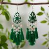 Ethnic Bohemian Tassel Earrings For Women Geometric Enamel Crystal Beads Handmade Long Vintage Female Drop Dangle Earrings Gift