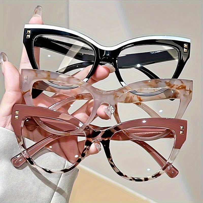 

3pcs women s elegant reading glasses, metal hinge, color block design. Ideal for Halloween & Christmas gifts. 3pcs