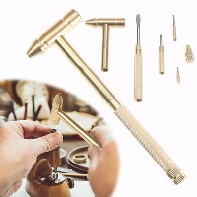 Marteau Tournevis Métallique 6 en 1 Outils à Main Multifonctionnels Marteau Ménager Petit Marteau Kit de Réparation Montre Bijoux