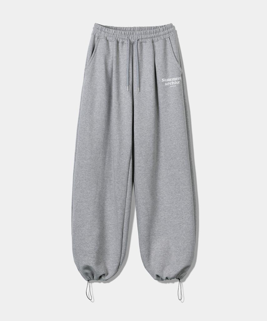 PRINOAR [Fleece Line Option] Statement String One-Pleat Wide Pants - Melange