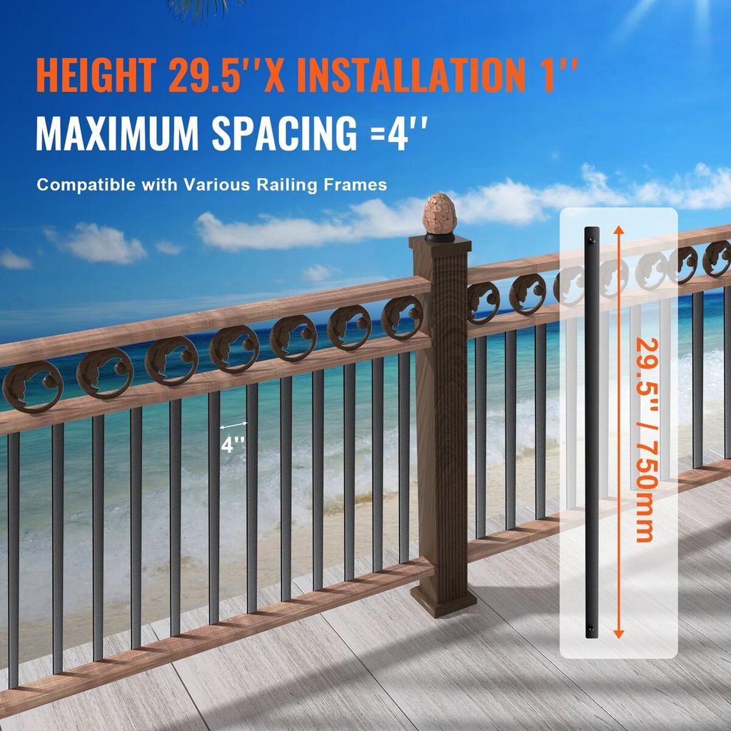 Staircase Metal Balusters 51 Pack 29.5''x1'' Aluminum Spindles W/ Screws