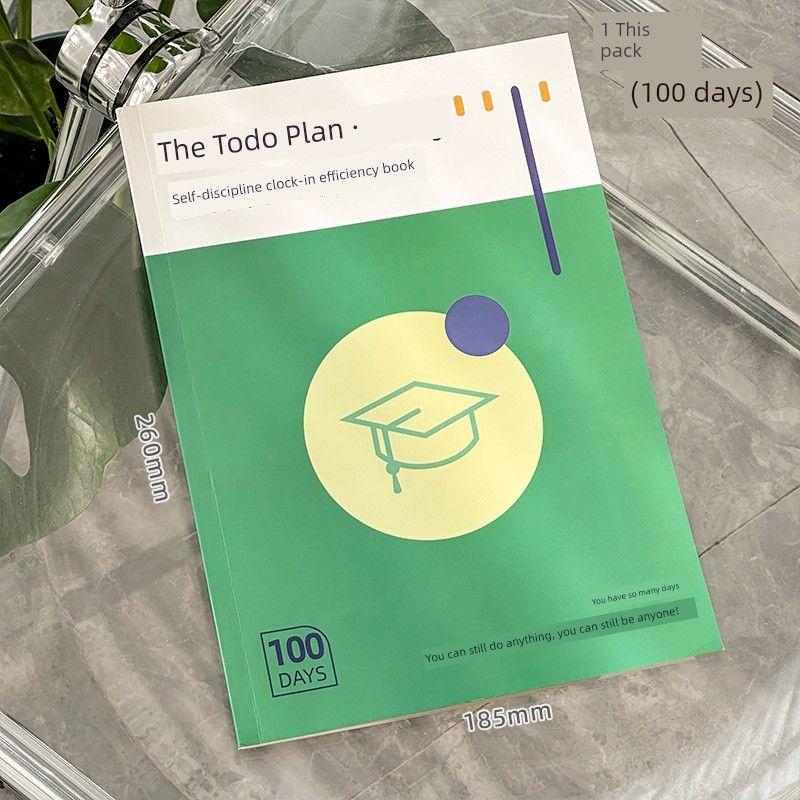 

Three Class Two Countdown 100 Days Self-Discipline Clock-in Efficiency This Student Time Management Postgraduate Entrance Examination Daily Planner 1 pack (100 days)