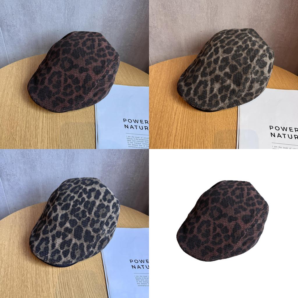 Vintage Leopard Print Newsboy Cap With Sun Protection For Casual Women And Men