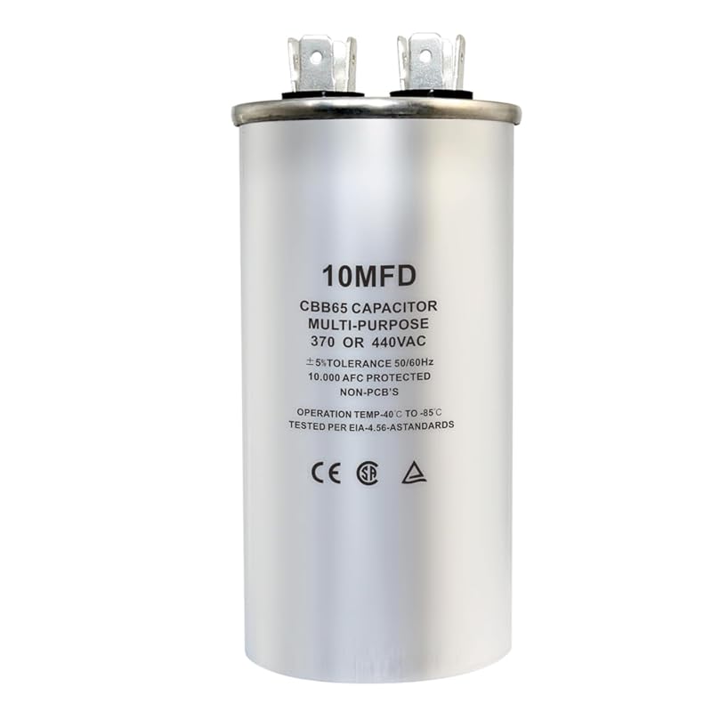 CBB65 Circular Run Capacitor, 450VAC 5 uf/MFD 50/60Hz Round Start Capacitor - Very Suitable for Air Conditioning, Fan Capacitor, Etc. (5 Uf)