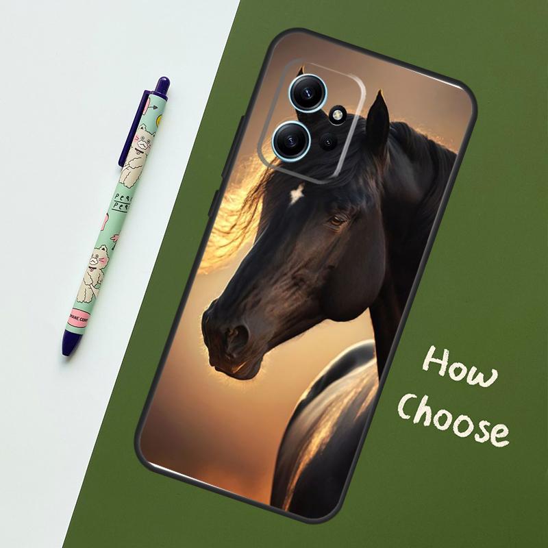 Beautiful Black Horse For Xiaomi Redmi Note 12S 11S 10S 9S Note 12 8 9 10 11 Pro Phone Case For Redmi 12 9 C 10C