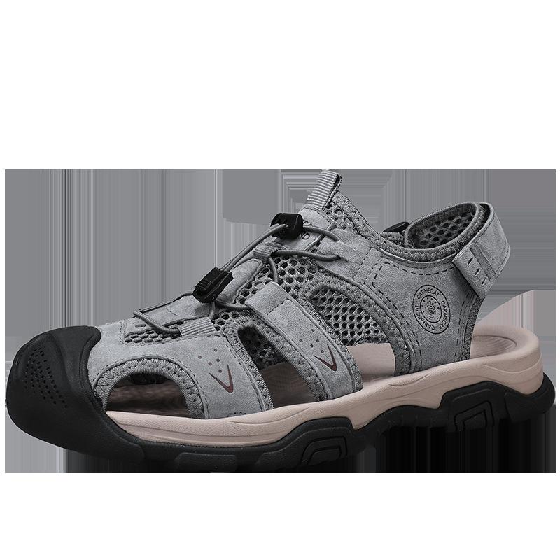 

2025 summer foreign trade export sandals outdoor beach shoes 38-46 men s shoes sandals elastic band bag head men 45 сірий колір