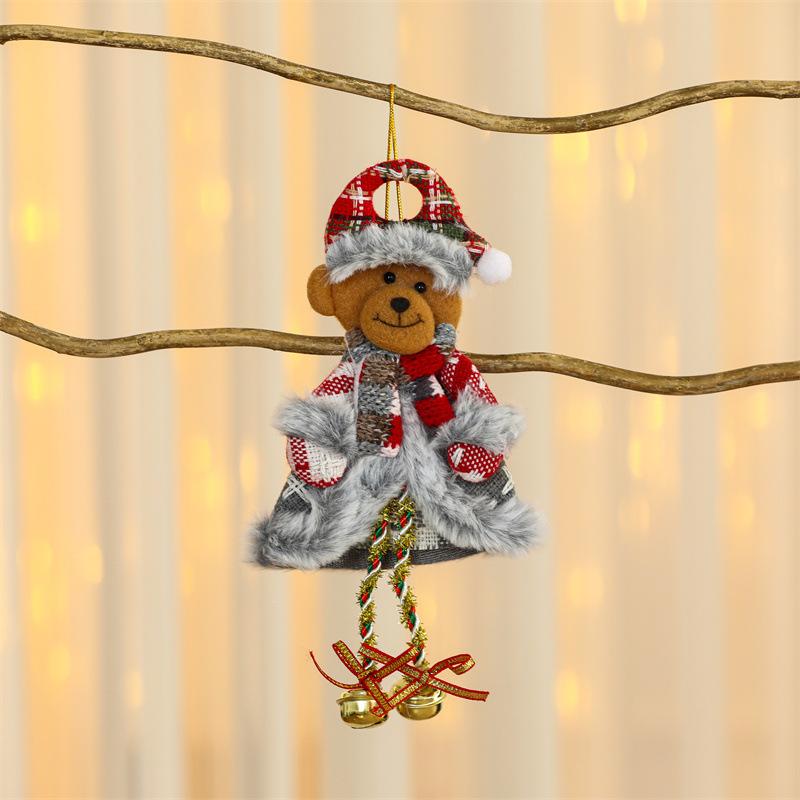 Christmas Themed Decorations Ornaments Fabric Santa Claus Reindeer Figurines Little Bear Snowman Hanging Decorations Pendant