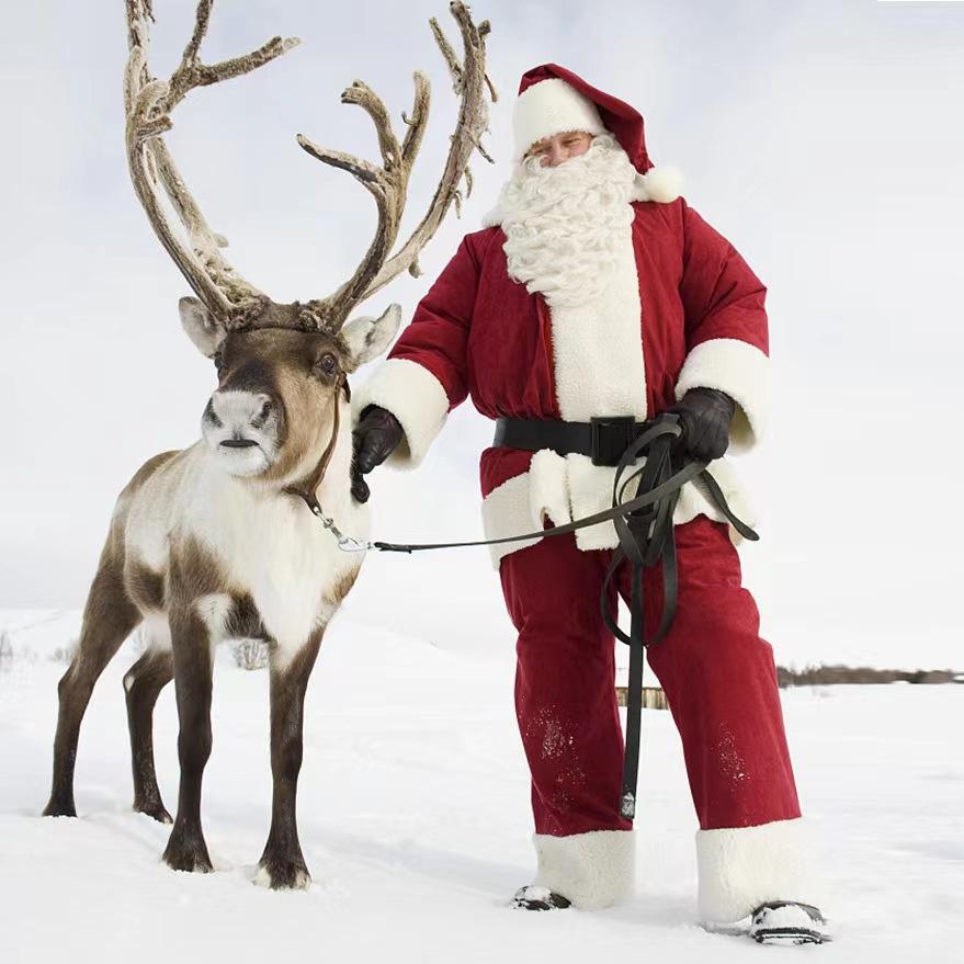 Unisex Santa Claus Costume Set Thick Plush Velvet Christmas Outfit Suit For Party Stage Cosplay