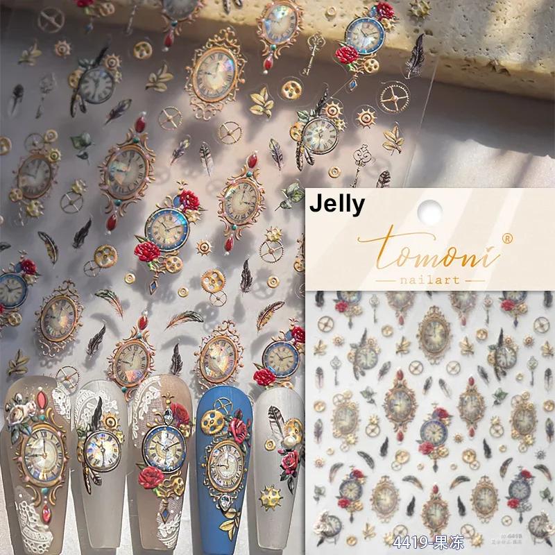1piece 5Dcute tulip flower nail stickers high quality self-adhesive embossed nail art decals for girls decoration sticker