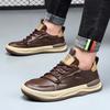 Large size men's shoes spring new crooked shoes trendy leather breathable versatile sports casual shoes men
